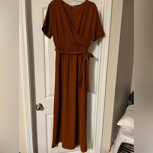 Rust colored full length dress size lg